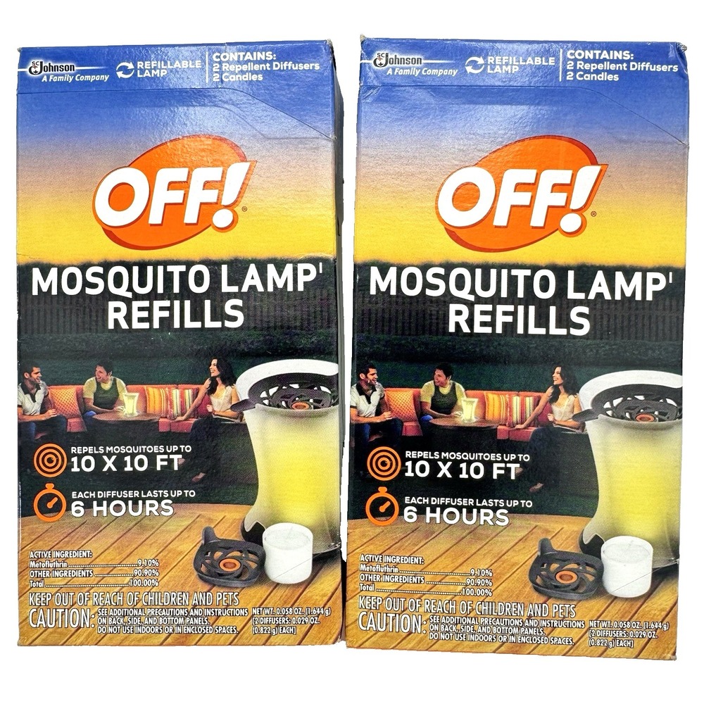 OFF! Mosquito Lamp Refills 2 Pack Lot of 2 Boxes SC Johnson Outdoor Repellent